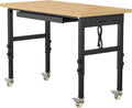 48" Adjustable Workbench,Heavy-Duty Work Table,3000 LBS Load Capacity Particleboard Hardwood Workstation Outlets with Power Strips, Drawers and Wheels,for Workshop, Garage