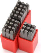 36pcss Heavy Duty Steel Stamp Uppercase Letter and Number 3/32 2.5mm Hand Stamping Character Mark Code Alphabet Punch Kit for Metal Jewelry Crypto Plate Leather