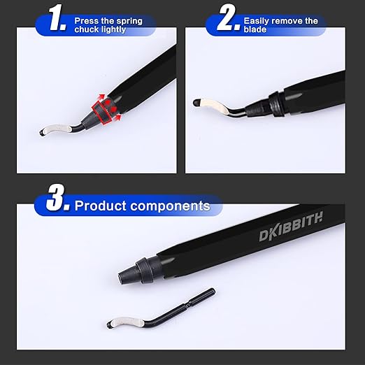 Deburring Tool Set 11 Pieces of High Speed Steel Rotary Burr Removal Blades, Ideal for Deburring Tool,1 Black Handle