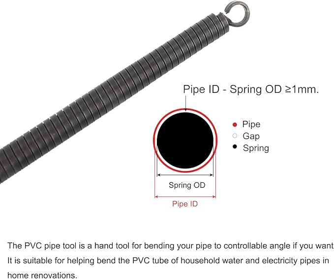 MECCANIXITY Spring Tube Bender OD 11mm/0.43" Steel Spring Pipe Bending Tubes 500mm/19.69" Long for 3/8" PVC Pipe(ID 12mm) in Home Renovations,Electrician Wiring Bending Pipe(insert-pipe use)