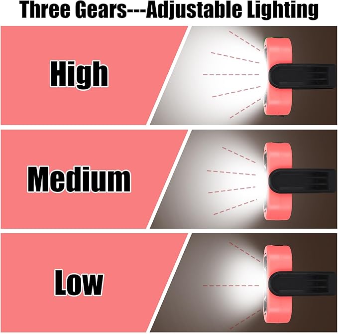 Retisee 2 Pcs 720 Lumens Magnetic Work Light USB Rechargeable LED Flashlight Portable Inspection Light for Car Repair Emergency Lighting Mechanics Workshop (Pink)