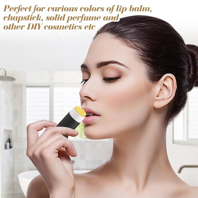 10 Pcs 25g Paperboard Lip Balm Tubes Refillable Krafts Paper Lipstick Tube Round Cardboard Empty Lip Gloss Container Holder Tubes for DIY Chapstick Salve Cosmetic Lotion Solid Perfume - Black-VeraVaultWomen