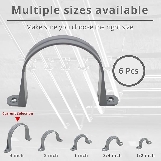 4 Inch 6pcs PVC Pipe Straps Reliable 2-Hole Plastic Conduit Clamps for Secure and Organized Mounting of PVC Pipes Conduits, and Cables UL Certified for Safety