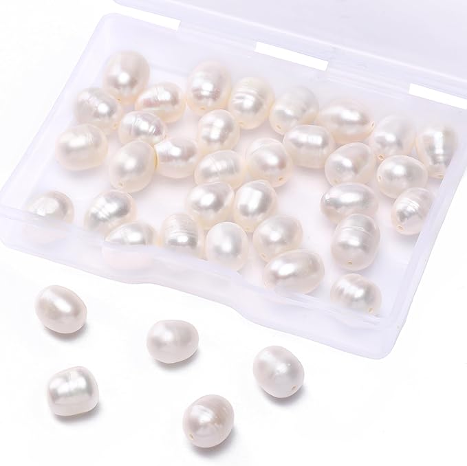 Natural Pearl Beads Rice 8-9mm White Freshwater Cultured Loose Gemstone Beads for DIY Jewelry Making 13.8''/Strand HQ