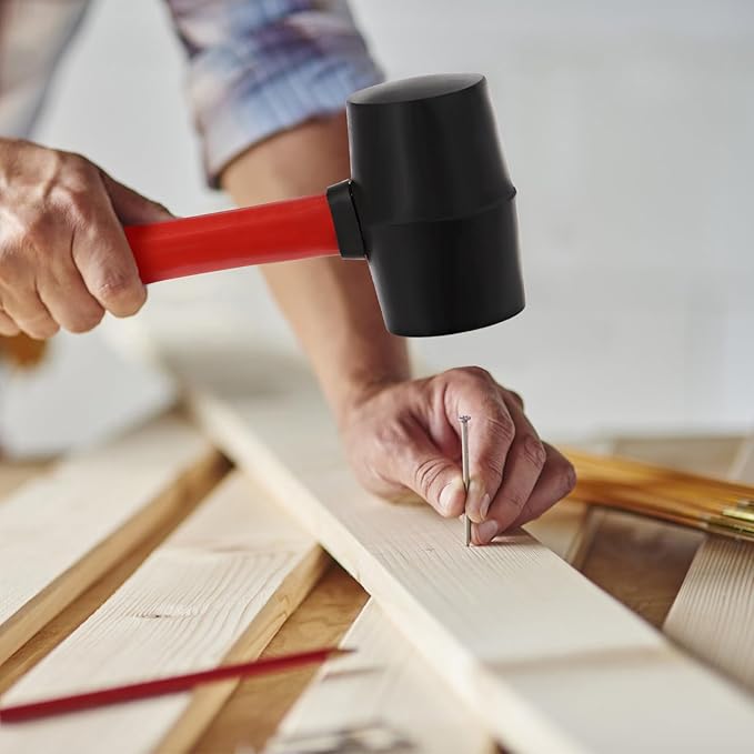 Peohud 3 Pack Rubber Mallet Hammer, 24/16/8 Oz Durable Camping Hammer with Fiberglass Handle, Soft Blow Mallet for Flooring, Tent Stakes, Woodworking, Construction and Home Renovation