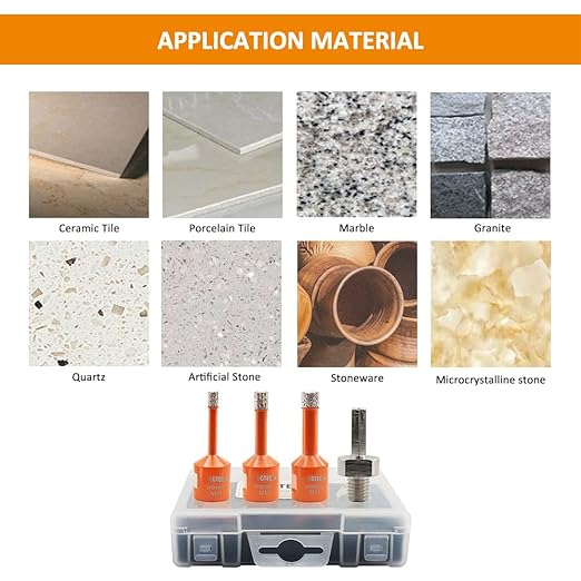Diamond Core Drill Bit Kit BGTEC Diamond Hole Saw Tile Cutter for Porcelain Tile Ceramic Marble Brick Granite Stone, 5/8"-11 Thread Hole Saw 10/10/10mm+HEX Adapter