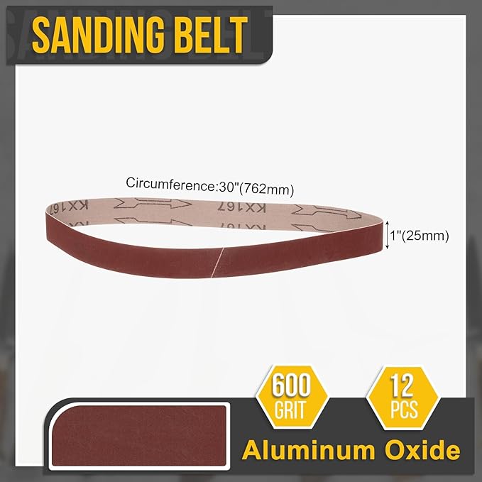 1 x 30 Inch Sanding Belt, 12 Pcs 600 Grit Knife Sharpener Belts Work Sharpening for Belt Sander Knife Carving Tool Metal Working