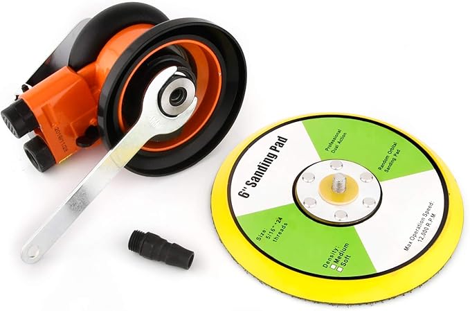 ZHONGAN 6" Pneumatic Air Random Orbital Sander for Wood Working, Heavy Duty Pneumatic Polishing Tool
