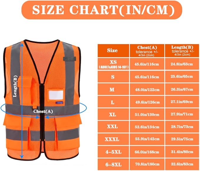 X Small High Visibility Mesh Safety Reflective Vest with Pockets and Zipper