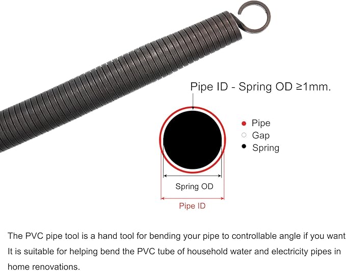 MECCANIXITY Spring Tube Bender OD 23.8mm/0.94" Steel Spring Pipe Bending Tubes 1000mm/39.37" Long for 1" PVC Pipe(ID 25mm) in Home Renovations,Electrician Wiring Bending Pipe(insert-pipe use)