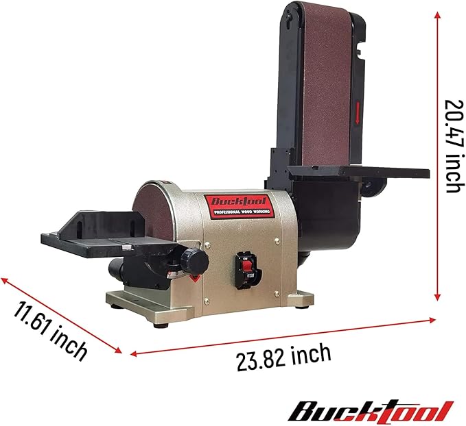 BUCKTOOL 5.0A Belt Disc Sander 4 in x 36 in Belt and 6 in Disc Sander with 3/4HP Direct-drive Motor and Portable Al Base, BD4603 Upgraded Model