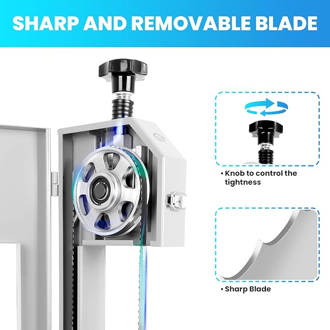 1800W Commercial Electric Bone Saw Machine, 0-7.8 Inch Cutting Thickness, 2.8HP Frozen Meat Cutter 110V Bandsaw Machine, 15" x 20" Table Sawing for Frozen Meat Rib Pork Beef with 8 Saw Blades