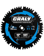 CRALY 10 Inch 50 Teeth Combination Saw Blade, 5/8 Inch Arbor Carbide Tipped Circular Saw Blade, Thin Kerf, Black Ice Coating, for Cutting Wood & Wood Composites with Table Saw, Miter Saw(C1050CT)