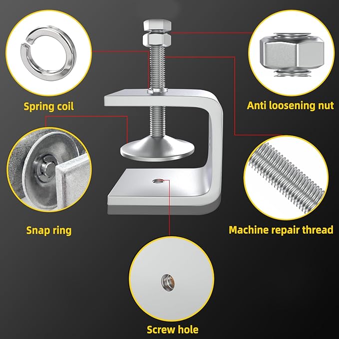 1 Inch Stainless Steel Heavy-Duty Clamp, Stainless Steel C-Shaped Clamp with 0.78-Inch Opening, Suitable for Woodworking Bonding, Cutting and Installation. 4pcs