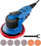 Electric 5mm Random Orbital Sander, Brushless 350W Low Vibration Orbital Sander, 6Inch Backing Pad, 7 Variable Speed (4000-10000RPM), Handheld Sanders for Surface Refinish, Woodworking, Cord 5M