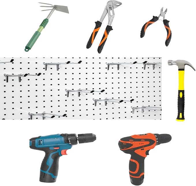 15 Pcs Double Pegboard Hooks 4 Inch, Heavy Duty Peg Board Hooks with Black Rubber Tipped, Pegboard Accessories Fit 1/4' Board Holes, Peg Tool Utility Hook Organizers for Garage