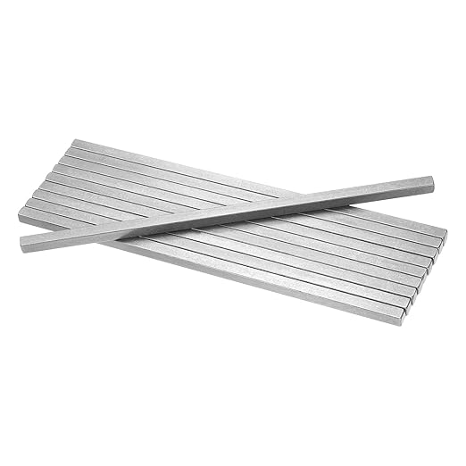 uxcell 10Pcs Square Steel Key Stock, 3/8" x 3/8" x 12" Cold-Drawn 45# Steel Bars Precision Key Stock for Gearbox Coupling, Silver Tone