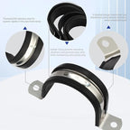 10PCS Reinforced Rigid Pipe Strap Clamp 2 Inch Conduit Clamp with Rubber Straps, Pipe Brackets for Mounting 2 Hole U Clamps Brackets Strap Hanger Tube Tension Clips Heavy Duty