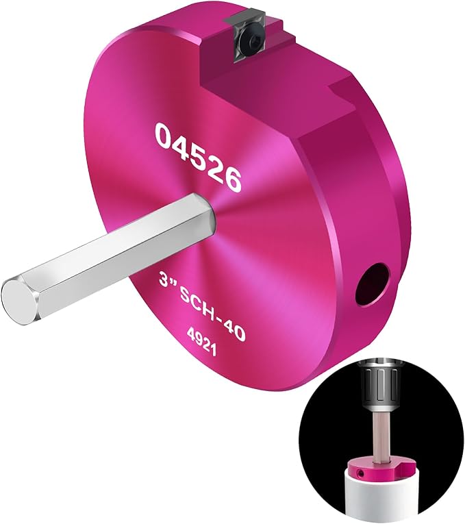 PVC Pipe Reamer 3-Inch Head, PVC Fitting Saver with 3/8-Inch Hex Shaft, Socket Saver Plastic Pipe Fitting Reamer Plumbing Tool for Schedule 40 CPVC ABS Socket Hub Removing, Fit 1/2" Drills