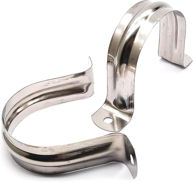 Nge 3inch Rigid Pipe Strap Clamp, Two Hole Strap,U Bracket Tube Clip, Stainless Steel Heavy Duty Pipe Fasten Holder, For The Inner Diameter of Water Pipe is 3 Inche,10PCS