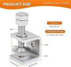 0.8 Inch C Clamps, 6 Pack 304 Stainless Steel C Clamps for Woodworking and Welding,Stable Wide Jaw Opening Tiger Clamp for Construction Household Mount(21mm)