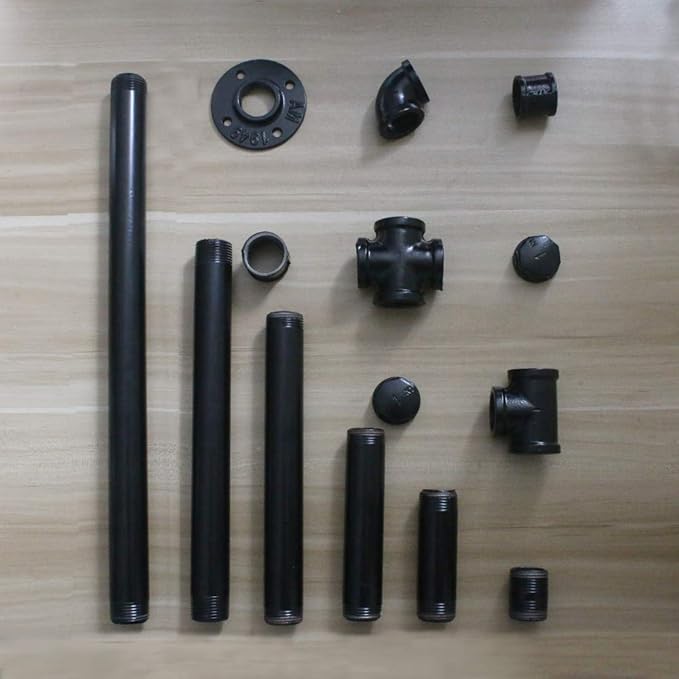 GeilSpace 1" × 18" Pre-Cut Black Metal Pipe, Industrial Steel Fits Standard One Inch Black Threaded Pipes and Fittings - Vintage DIY Industrial Shelving (1" × 18")