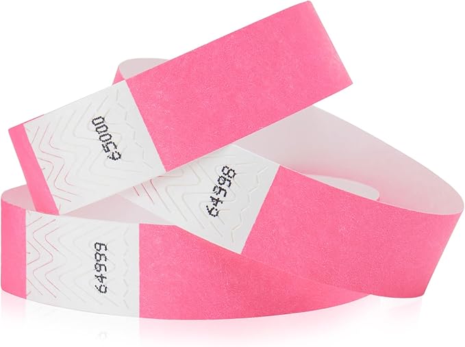 1,200 WristCo Neon Pink Tyvek Wristbands for Events - Tamper-Proof Design & Fluorescent Color Prevent Reuse Premium-Grade Bracelets for Hospital & Medical ID, Party & VIP Identification
