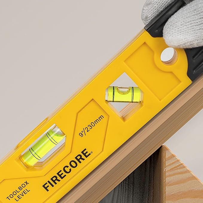 Firecore 2pcs Magnetic Torpedo Level, 9-Inch Shockproof Toolbox Level with 3 Bubble Spirit Level 45 90 180 Degree