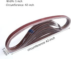 1 x 42 Inch Aluminum Oxide Sanding Belts, 2 Each of 60/80/120/150/240/400 Assorted Grits Abrasive Belts for Belt Sander, 12-Pack