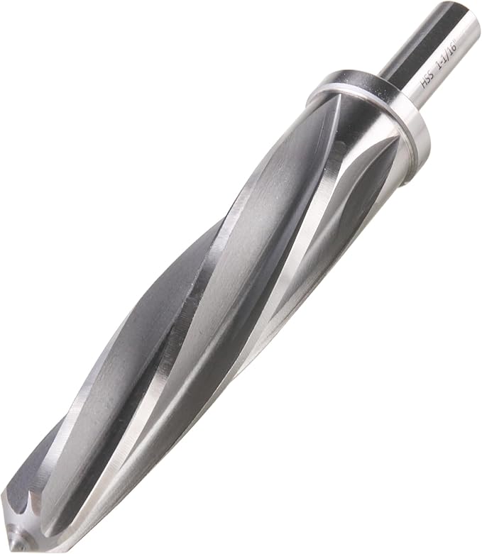 1-1/16" Bridge/Construction Reamer, M2 HSS Taper Chucking Reamer Drill Bit for Steel Alloy Aluminum Metal Wood Plastic, 1/2” Shank Chuck, Spiral Flutes, to Enlarge/Align Holes