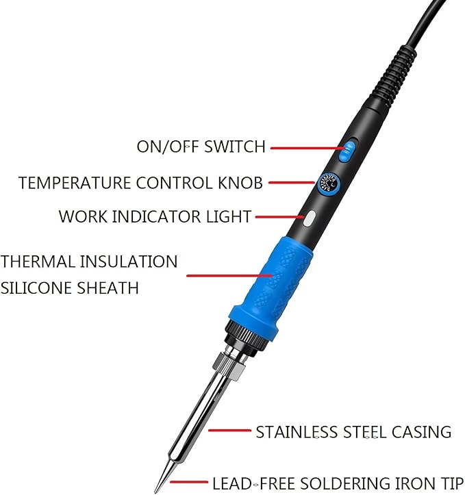 Soldering Iron Kit, Digital Multimeter Kit, Multi Tester, Voltage Tester, Measures AC/DC Voltage, Current, Resistance/Continuity/Diode/Triode. Solder Iron, Adjustable Temperature (Red)