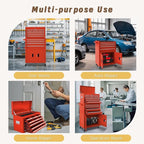13-Drawer Double Doors Handle Rolling Tool Chest, 2 in 1 Detachable Rolling Tool Chests, Large Tool Boxes with Lock, Metal Standing Tool Cabinet for Garage Workshop(Red)