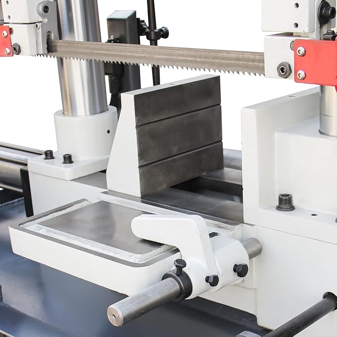 KAKA INDUSTRIAL TBK-11 Double Column Horizontal Band Saw, Hydraulic downfeed control, Semi-Automatic bandsaw 11 inch capacity with 230V 3PH motor