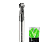 Carbide Ball Nose End Mill 2 Flute 8mm SHK. 8mm Cutting Dia. 3D Carving, High-Speed and Deep Cutting, AlCrN Coated, Apply for Alloy Steel, Stainless Steel and Various Cast Iron.