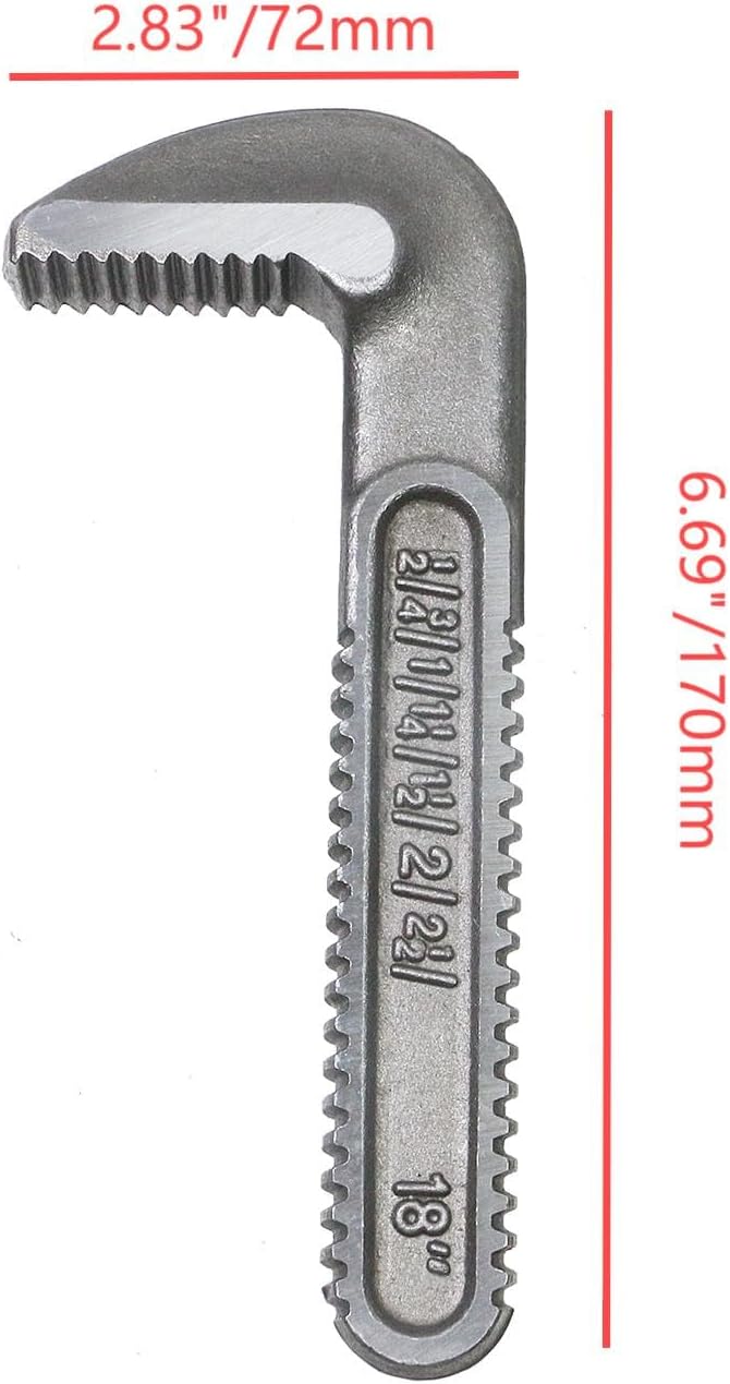 Pipe Wrench Hook Jaw 18 Inch Plumbing Wrench Replacement Jaws Carbon Steel for Adjustable Wrench (Silver)