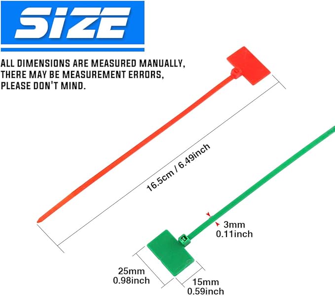 Glarks 150-Pieces 6 Colors 6 Inch Nylon Cable Marker Ties Self-locking Cord Tags Write on Ethernet Label Wire Straps with 3 Marker Pens and 288pcs White Cable Labels for Home and Office Use
