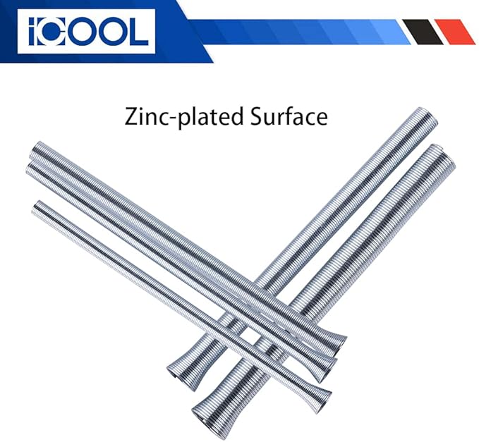 ICOOL 5pcs Spring Tubing Benders Set 1/4, 5/16, 3/8, 1/2, and 5/8 Inch for Soft Copper, Brass, Aluminum and Thin Wall Steel Tubing