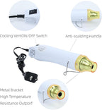 Heat Gun, 110V 300W Handed Hot Air Gun, 3.28FT Ultra-Long Cable Portable Heat Gun with Stand and Power Cord for Shrinking Wrapping PVC, DIY Embossing and Drying Paint (White)