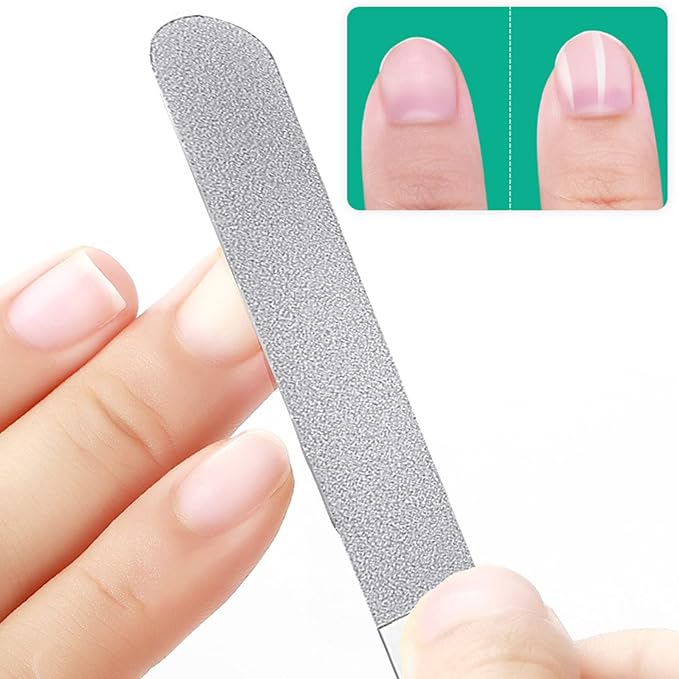 1 PCS Diamond Nail File Double Sided Metal Fingernail Manicure Files for Polish Nail, Removes Nail Ridges 5 Inches