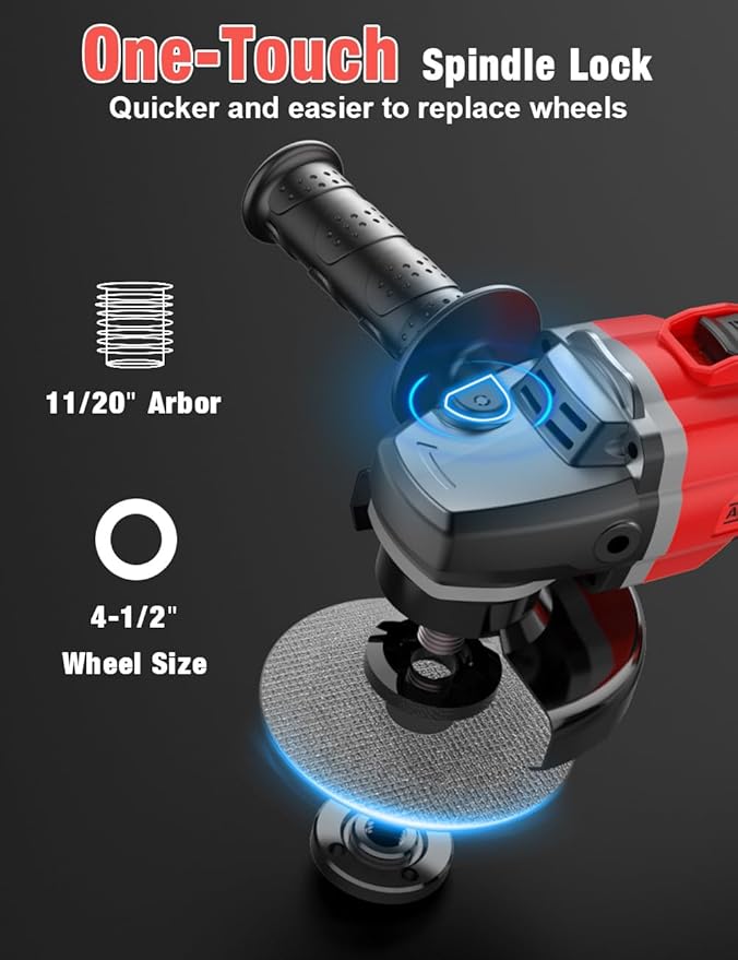 Brushless Angle Grinder for Milwaukee M18 Battery, 4-1/2" Cordless Small Angle Grinder w/Auxiliary Handle, 10 Sandpapers, 2 Cutting & 2 Grinding Wheels, Pin Wrench, Lock-on Slide Switch for Polishing