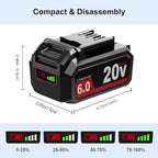 1 Pack 6.0Ah Lithium-ion Replacement for ‎Skil 20V Battery BY519601 BY519603 BY519702,Compatible with SKIL PWRCore 20 Volt Cordless Power Tools and Chargers