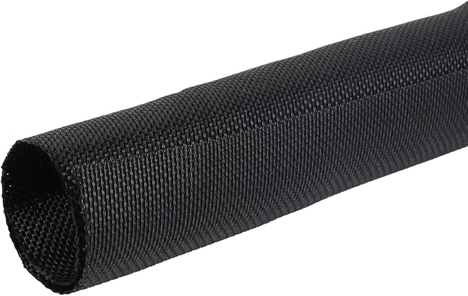 Black Braided Cable Management Sleeves Wire Loom Tubing Cord Protector Self-Wrapping (3/8"-12Feet)