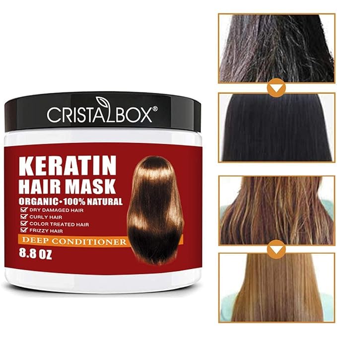 Keratin Hair Mask,Keratin Hair Treatment 250g Hair Mask for Dry Damaged Hair,Hair Treatment Mask Deep Repair Damage Hair Root,Natural Deep Conditioner Hydrating Hair Masque-VeraVaultWomen