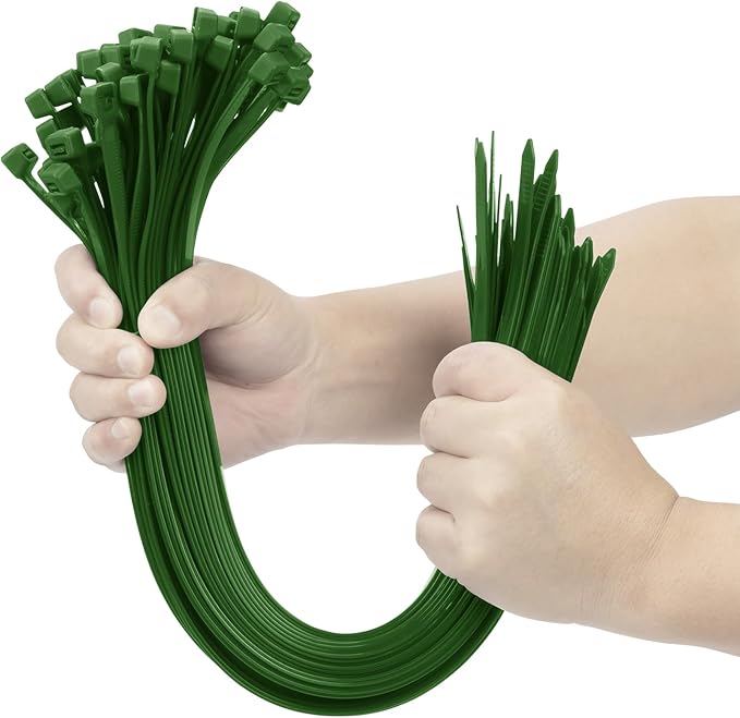 XINGO Garden Green 16 Inch Zip Ties Heavy Duty 100 Pack, 200 LBS Ultra Strong Plastic Wire Ties, Large Cable Ties Extra Long Tie Wraps, Indoor and Outdoor UV Resistant