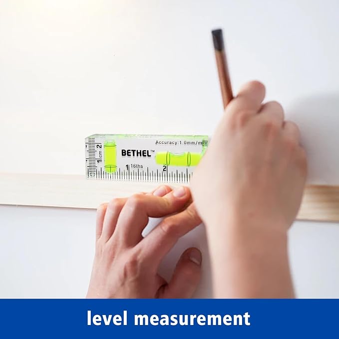 BETHEL Mini Bubble Level - 90°/180° Dual Direction Spirit Level with Shatterproof Design, High Accuracy for Picture Hanging, DIY, Carpentry - Ultra-Compact 75x25x15mm Pocket Leveling Tool