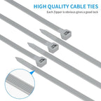 18 inch Silver Zip Ties Heavy Duty 100 PACK, 200 LBS Ultra Exclusive Strong Plastic Wire Ties, Large Cable Ties Extra Long Tie Wraps, Indoor and Outdoor UV Resistant