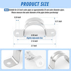 100 Pcs 1 Inch Pipe Strap Stainless Steel Conduit Clamp Reinforced Rigid 2 Hole U Bracket for Pipe Fixing on Various Surfaces