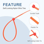 PATIKIL Cable Zip Ties 12 Inch, 100 Pcs Self-Locking Nylon Wire Tie Wraps Heavy Duty Cord Management with 50 lbs Tensile Strength for Indoor and Outdoor, Red (0.2" W)