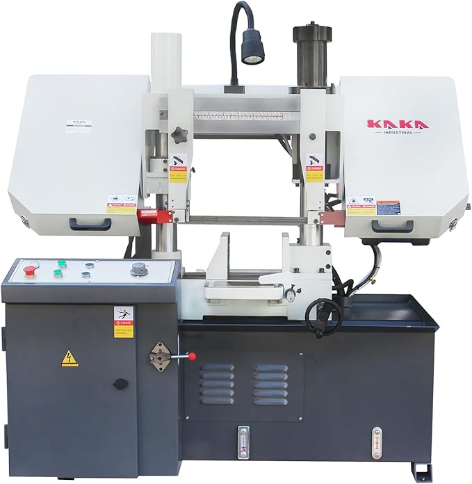 KAKA INDUSTRIAL TBK-11 Double Column Horizontal Band Saw, Hydraulic downfeed control, Semi-Automatic bandsaw 11 inch capacity with 230V 3PH motor