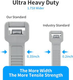 18 inch Silver Zip Ties Heavy Duty 100 PACK, 200 LBS Ultra Exclusive Strong Plastic Wire Ties, Large Cable Ties Extra Long Tie Wraps, Indoor and Outdoor UV Resistant